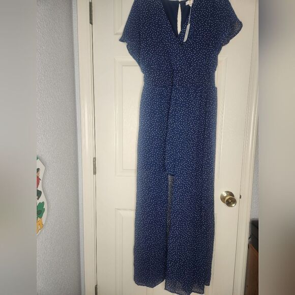 C Size L Polka Dots Wrap Shorts Elastic Waist Women's Maxi DressCondition : New - Picture 1 of 12